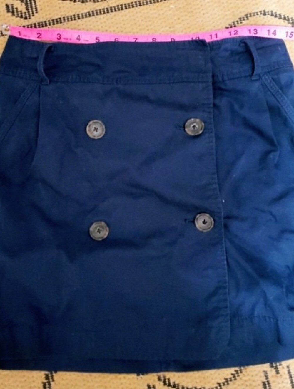 Armani Exchange Navy Double-Breasted Button Mini Skirt